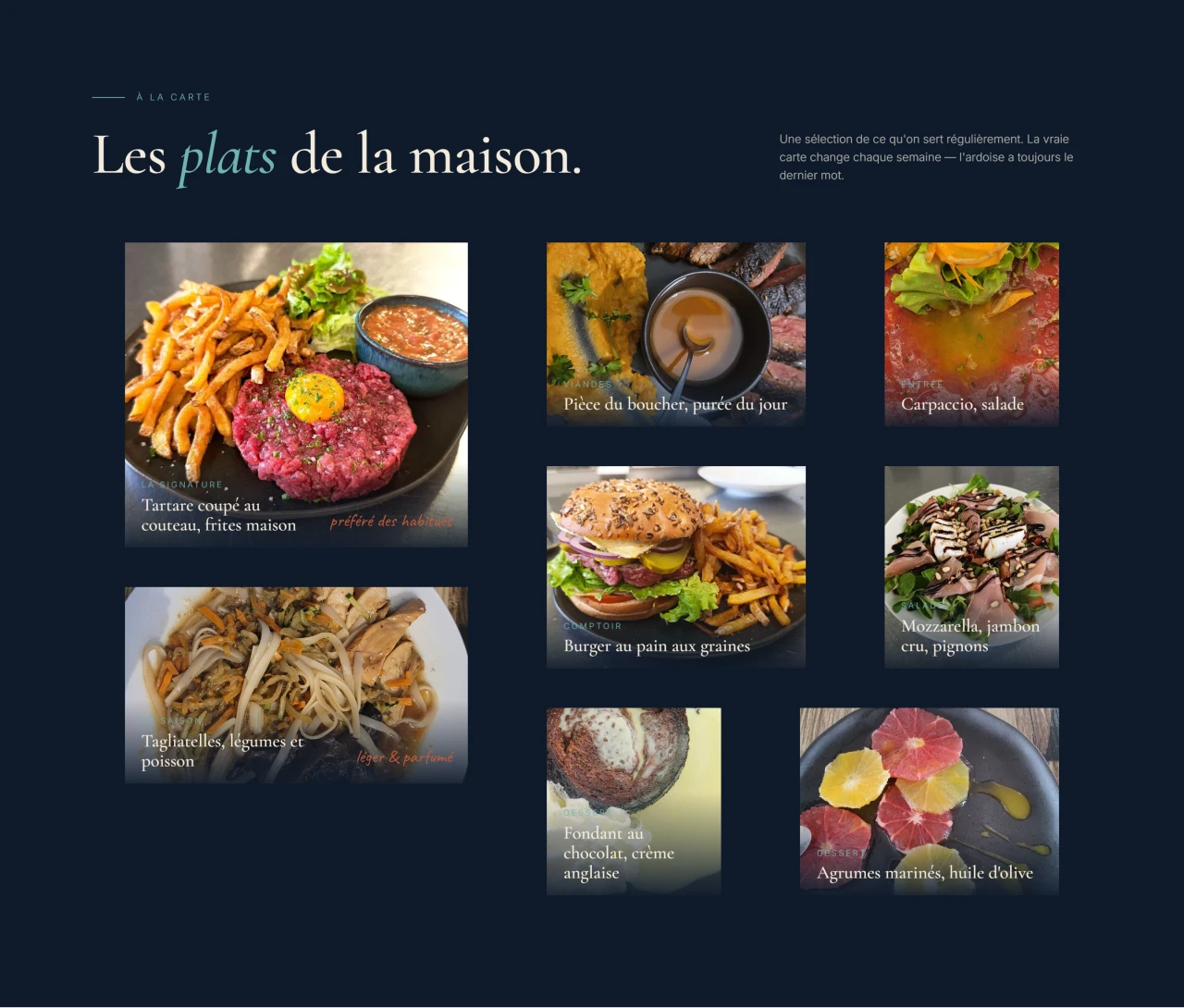 03 · À la carte · Les plats de la maison