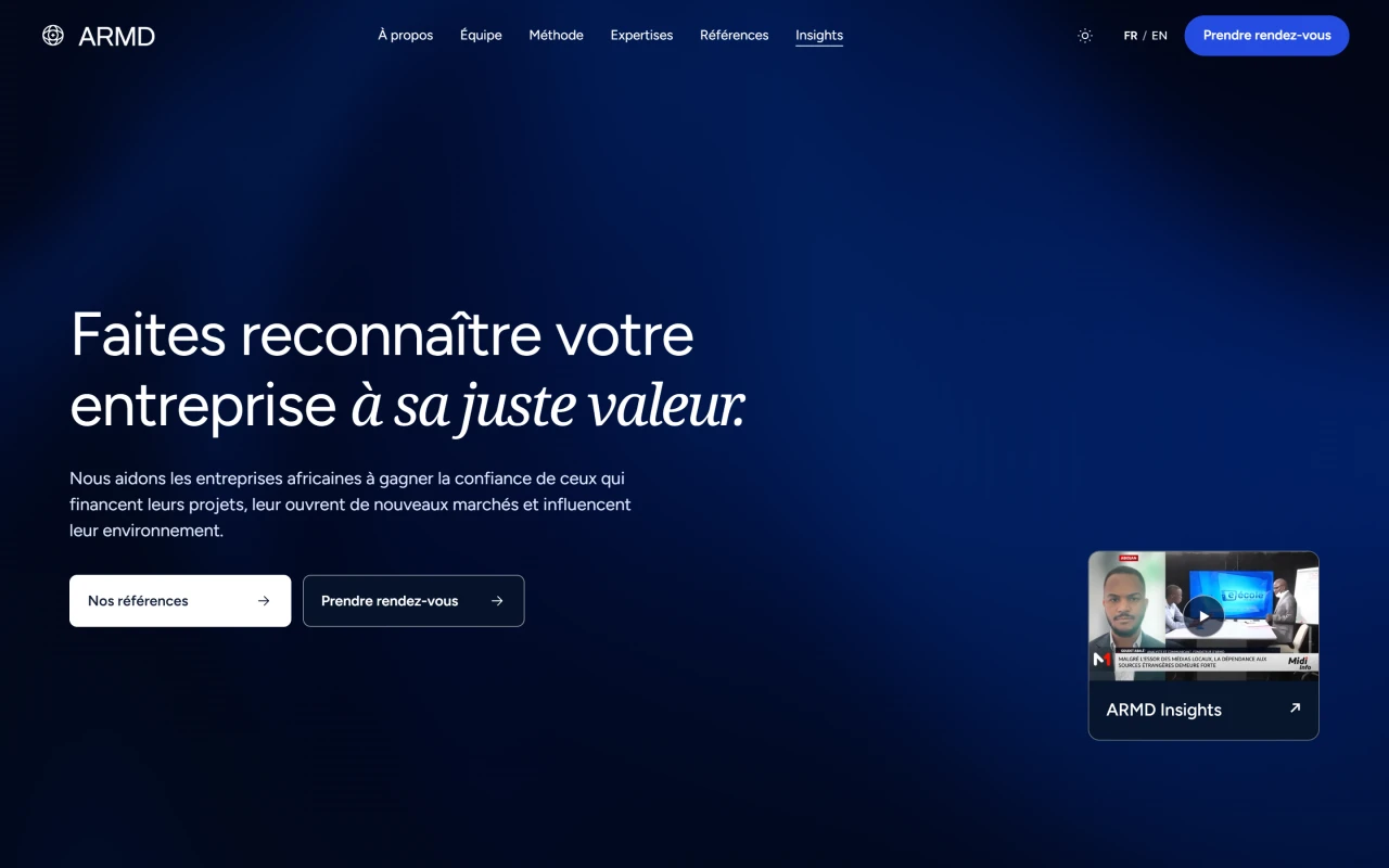 Aperçu du site institutionnel ARMD